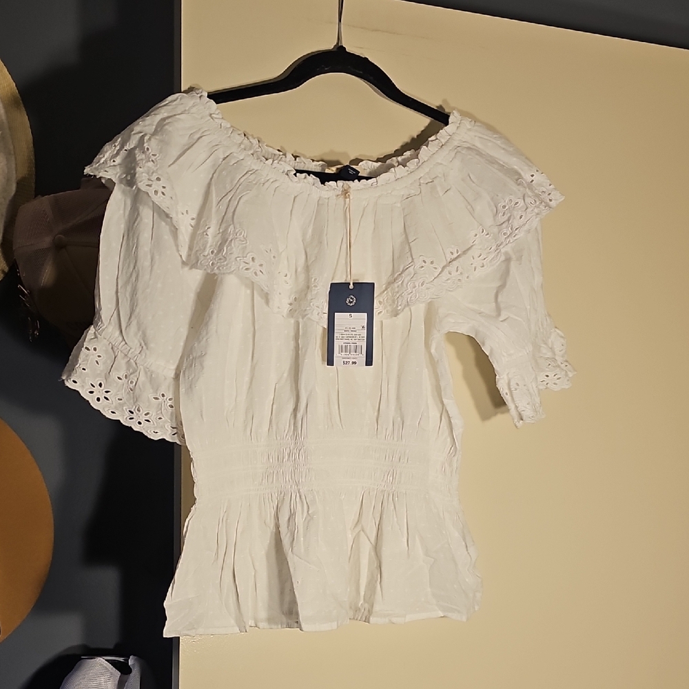 Universal Thread White Eyelet Off-Shoulder Top